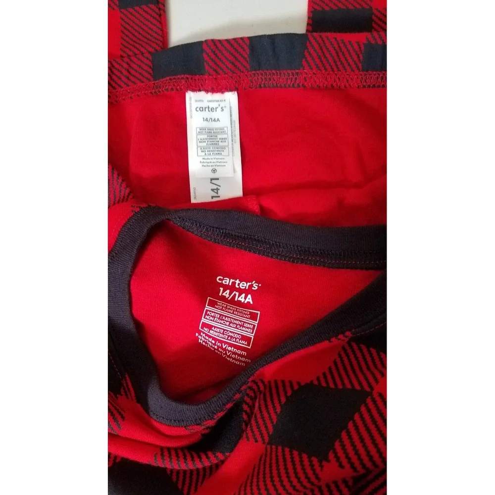 Carter's‎ Pajama Set 2pc Snug Fit Kids size 14 Red Black Buffalo Check NEW